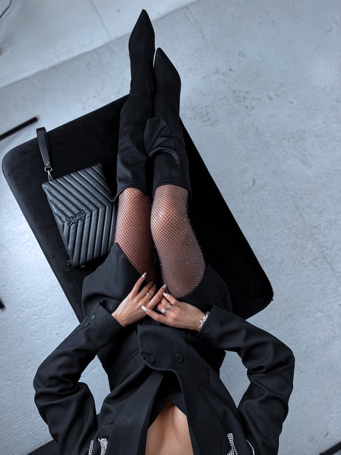 Zeķubikses ar kristāliem - melnas HN109