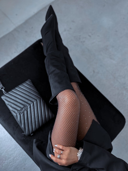 Zeķubikses ar kristāliem - melnas HN109