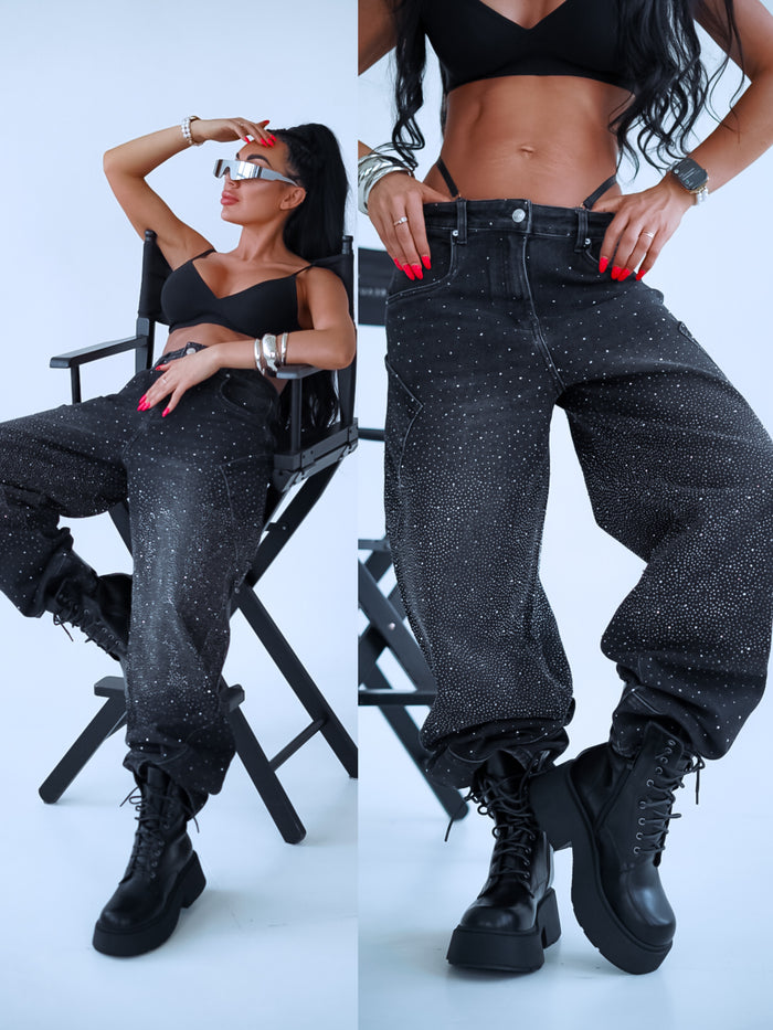 Džinsai "GLAM DENIM" 8762 - TAMSIAI PILKI