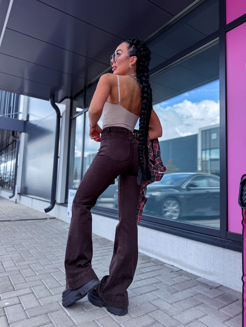 FLARED džinsa bikses "PURE CHOCO" S009-131