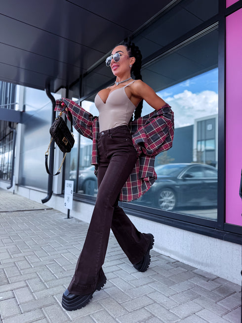 FLARED džinsa bikses "PURE CHOCO" S009-131