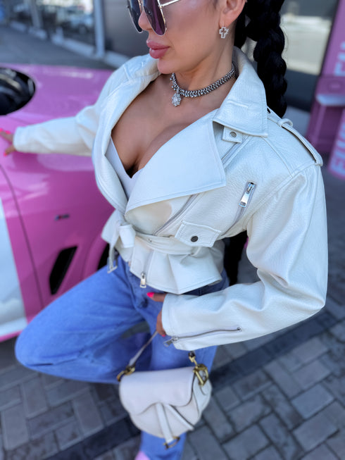 Faux leather jacket "STEEL SOUL" 16188 - LIGHT BEIGE