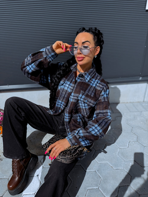 Plaid shirt "RAINY DAY" VMC58 - DARK BLUE