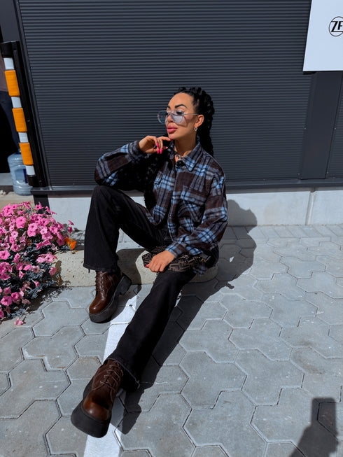 Plaid shirt "RAINY DAY" VMC58 - DARK BLUE