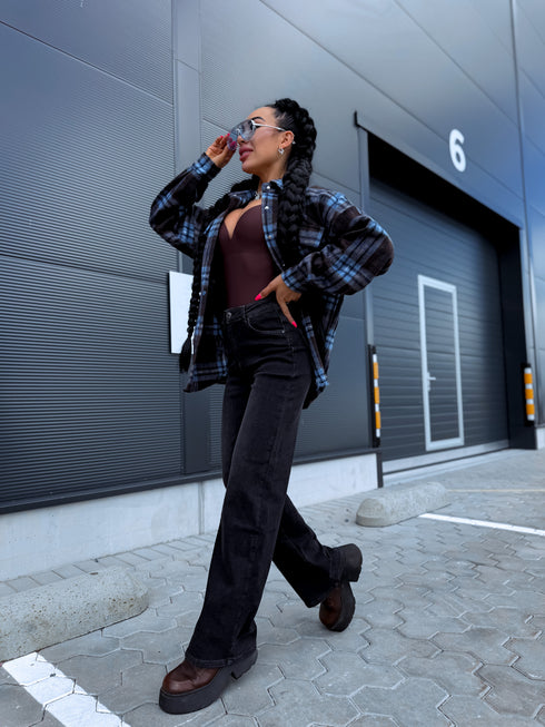Plaid shirt "RAINY DAY" VMC58 - DARK BLUE