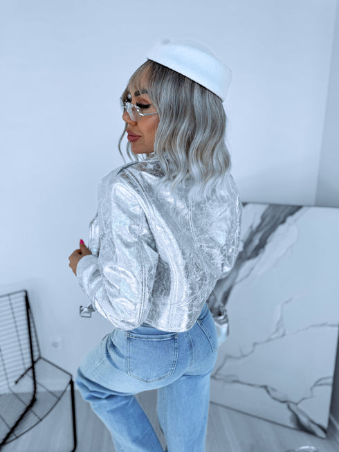 Silver Tone, Faux Leather Jacket "MAGMA 16133"