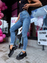 "STATES T5399-7" denim PUSH-UP pants - DARK BLUE