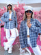 Ruffled blouse "UNLOCK" DM2645 - GRAY-BLUE