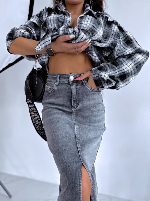 "NORWAY" denim skirt DJ2672 - DARK GRAY