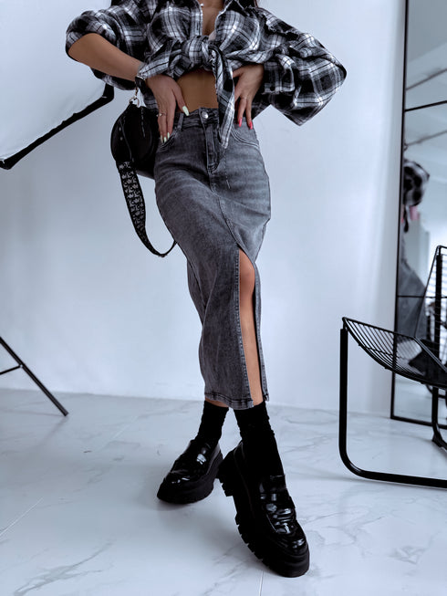 "NORWAY" denim skirt DJ2672 - DARK GRAY