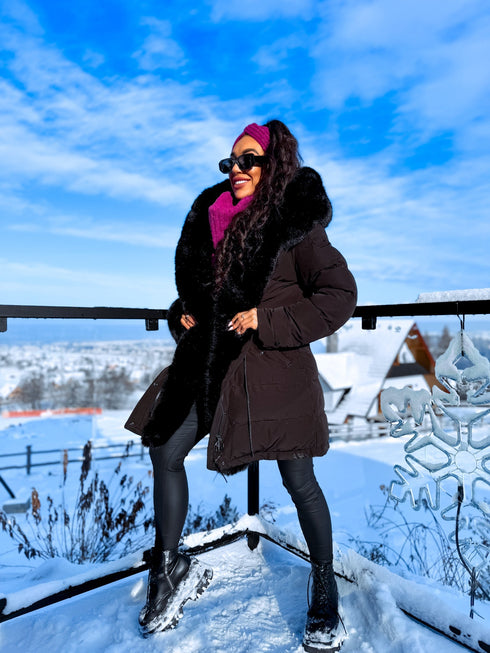 PUFĪGĀ parka ar pūku - melna PRE-ORDER