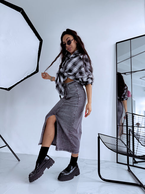 "NORWAY" denim skirt DJ2672 - DARK GRAY