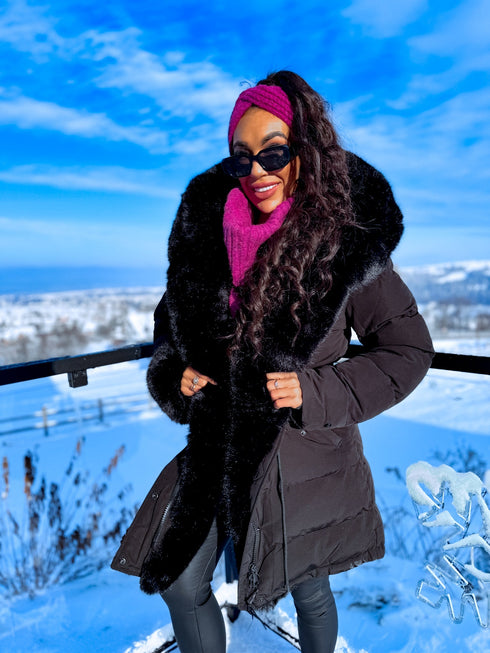 PUFĪGĀ parka ar pūku - melna PRE-ORDER