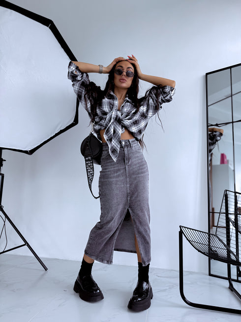 "NORWAY" denim skirt DJ2672 - DARK GRAY