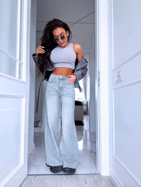 Gray denim pants "URBAN" T395-3