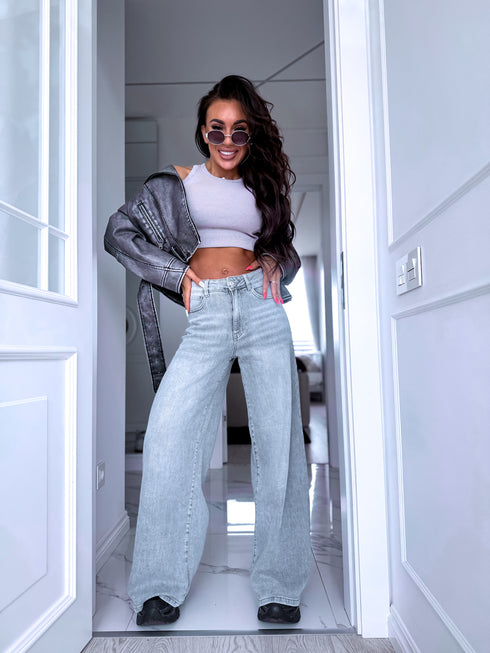 Gray denim pants "URBAN" T395-3