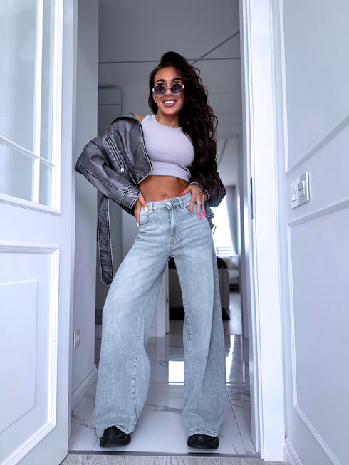 Gray denim pants "URBAN" T395-3