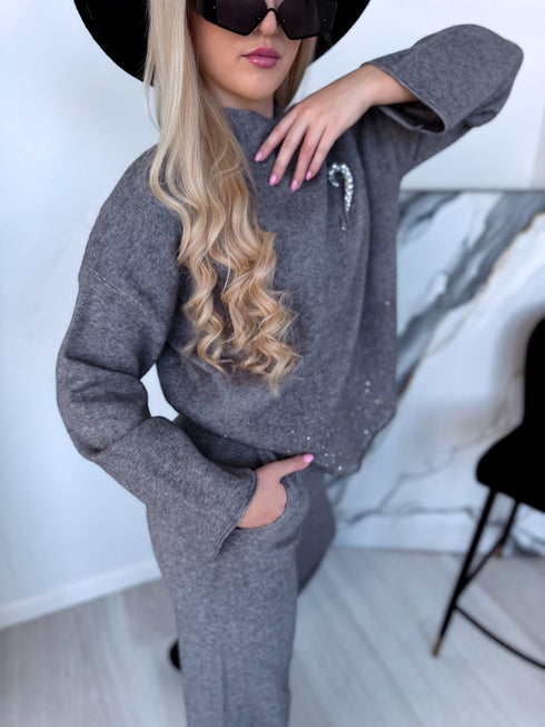 Knitted Set "Crystal Xmas LO-133AB" - GREY