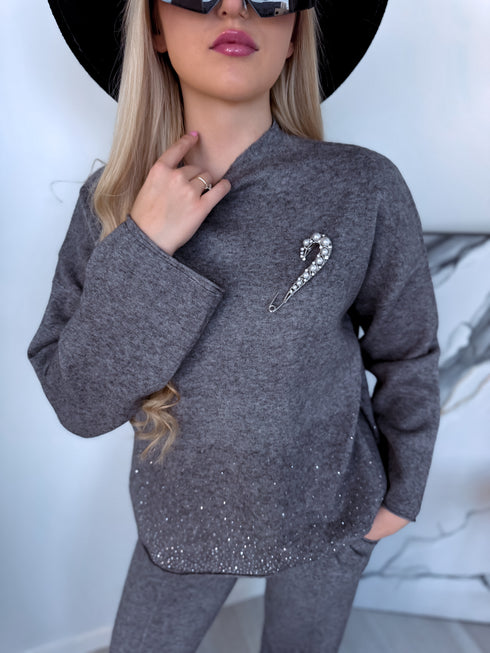 Knitted Set "Crystal Xmas LO-133AB" - GREY