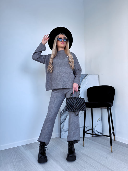 Knitted Set "Crystal Xmas LO-133AB" - GREY