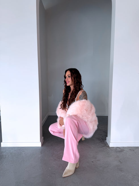 "FURORA PH6710" искусственная меховая куртка - НЕЖНО-РОЗОВАЯ