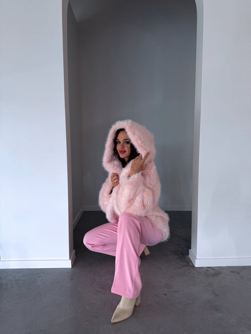 "FURORA PH6710" искусственная меховая куртка - НЕЖНО-РОЗОВАЯ
