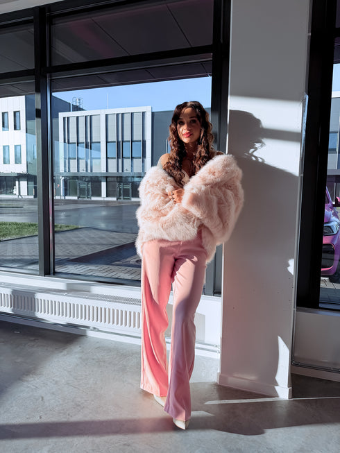 "FURORA PH6710" искусственная меховая куртка - НЕЖНО-РОЗОВАЯ