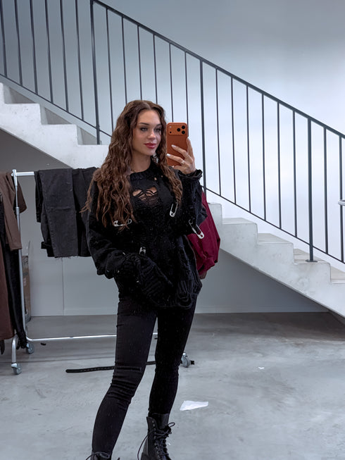 Джемпер с разрывами "DATE DM1264" - ЧЕРНЫЙ