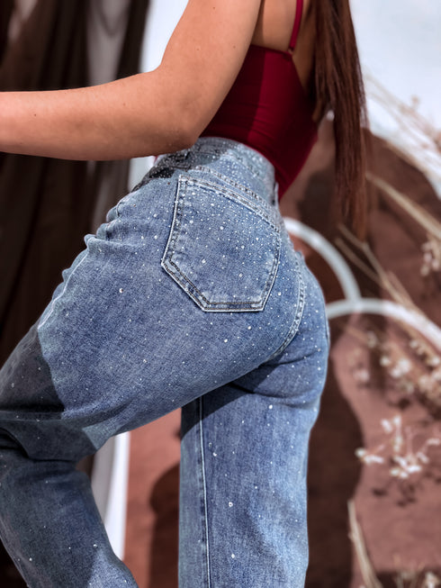 BALOON jeans trousers "BLACK SPARKLE H886-7" - BLUE