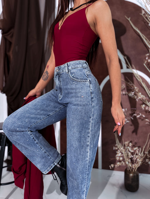 BALOON jeans trousers "BLACK SPARKLE H886-7" - BLUE