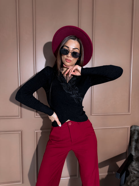 Top with lace "LUX ROYAL QX586" - BLACK