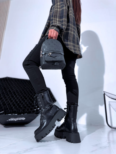 "TUNNEL AM7559" odos imitacijos batai - juodi