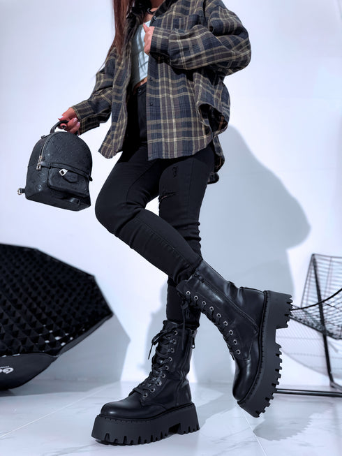 "TUNNEL AM7559" odos imitacijos batai - juodi