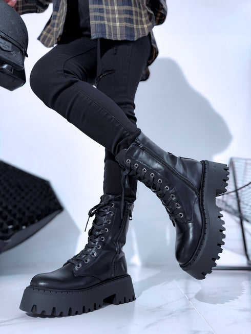 "TUNNEL AM7559" odos imitacijos batai - juodi