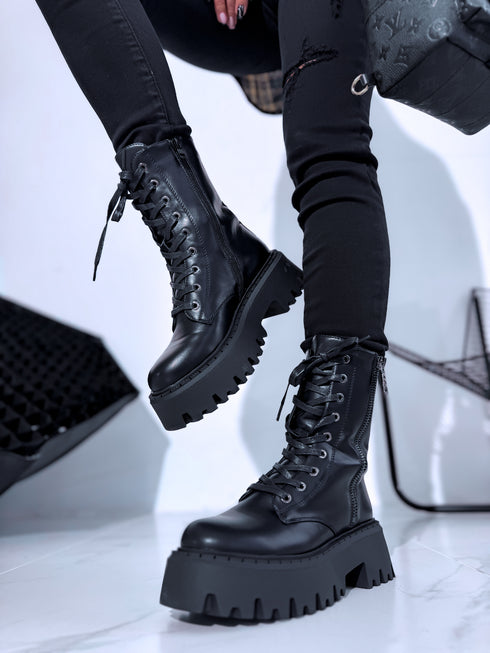 "TUNNEL AM7559" odos imitacijos batai - juodi