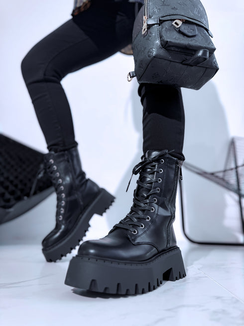 "TUNNEL AM7559" odos imitacijos batai - juodi