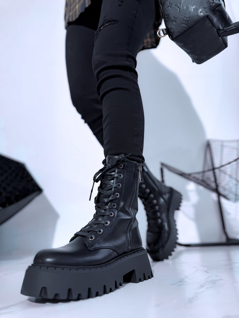 "TUNNEL AM7559" odos imitacijos batai - juodi