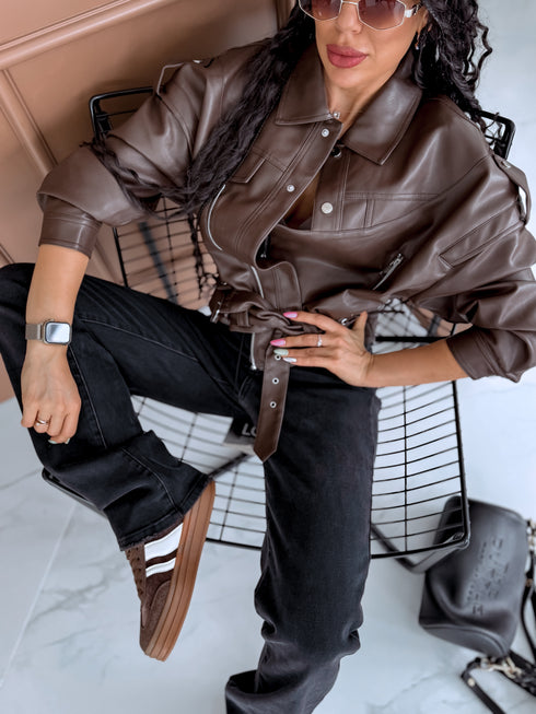Faux leather jacket "CORSELET FL170" - CHOCO