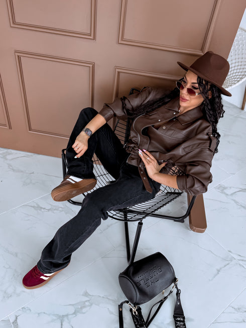 Faux leather jacket "CORSELET FL170" - CHOCO