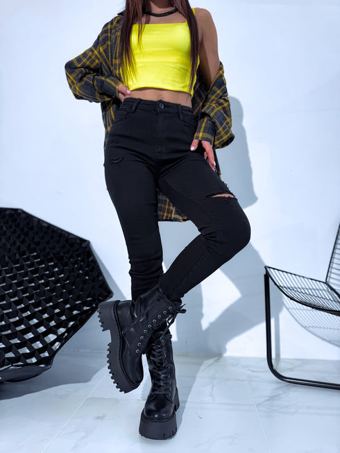 "FRAY T5397-11" džinsai su plėšymais - JUODOS