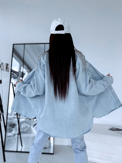 Джинсовая рубашка "LUX DIAMOND" D27 - СВЕТЛО СИНЯЯ