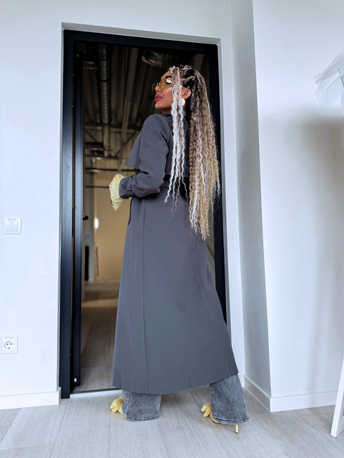 Lightweight Autumn Trench Coat - Dark Gray