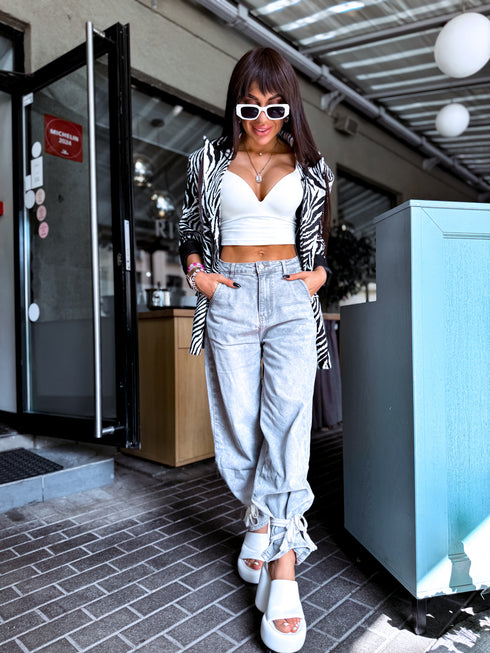 LIGHT GREY denim pants "MODŽO" 8622