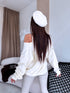 "CREAMY GLEAM MO-4005" knitted jacket with sequins - cream white
