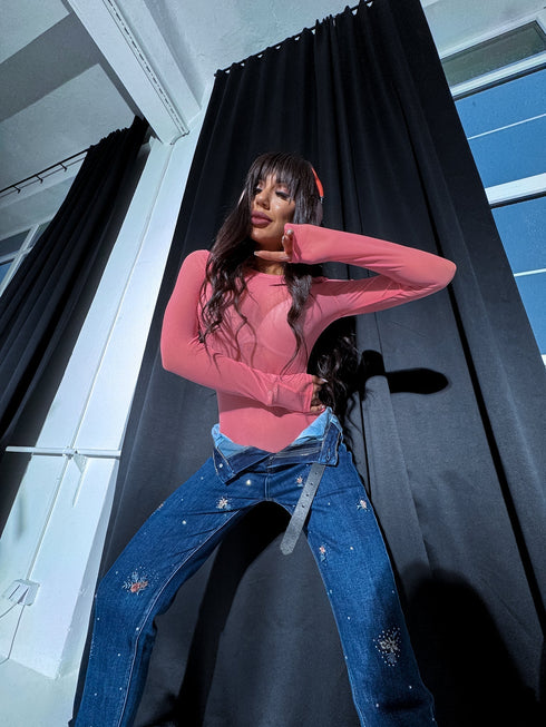 Classic Mesh Bodysuit - Neon Peach PRE-ORDER