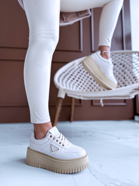 Faux leather boots "COLLABORATION" - beige