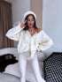 "CREAMY GLEAM MO-4005" knitted jacket with sequins - cream white