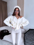 "CREAMY GLEAM MO-4005" knitted jacket with sequins - cream white