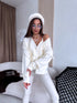 "CREAMY GLEAM MO-4005" knitted jacket with sequins - cream white