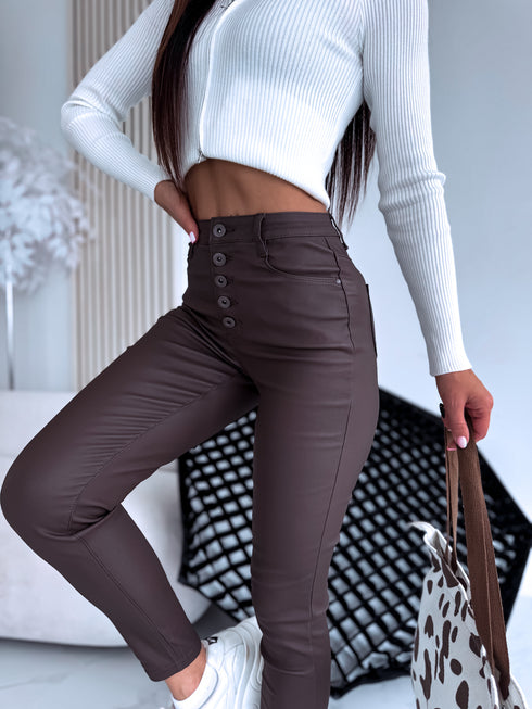 "GET IT" faux leather pants C9255-3 - CHOCO